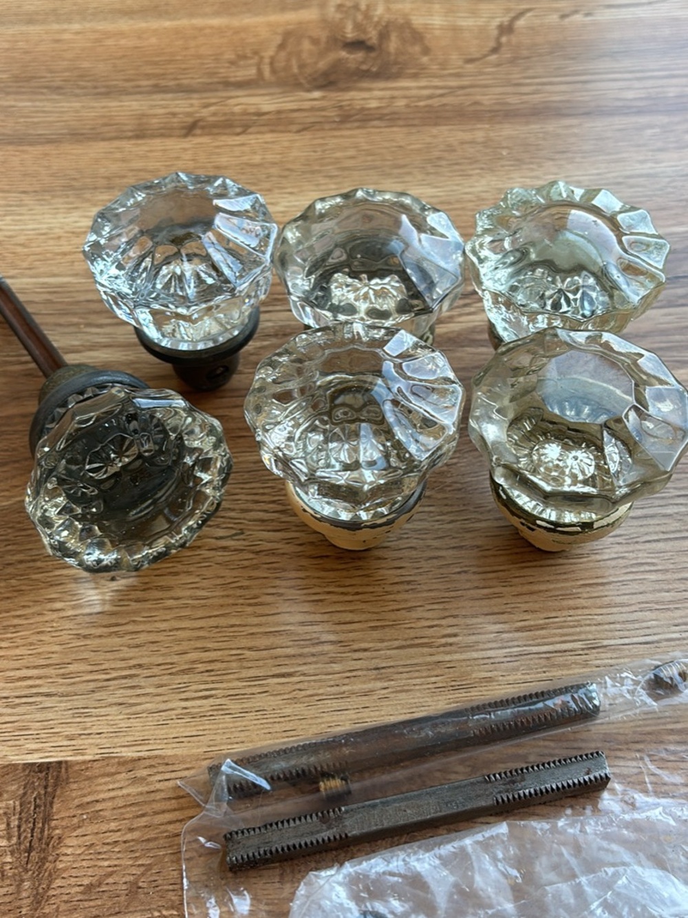 Vintage Fluted Glass Door Knobs - Set of 6
